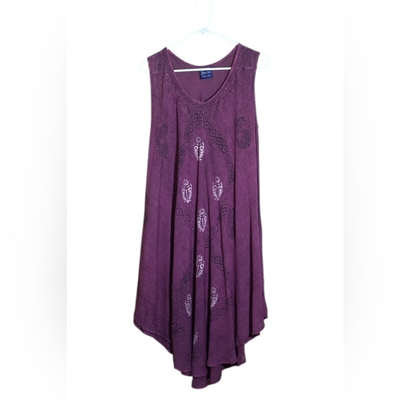 Blue hue Tops - BLUE HUE Purple Embroidered Sleeveless Dress,Free Size,Made in India,100% Rayon